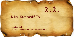 Kis Kurszán névjegykártya